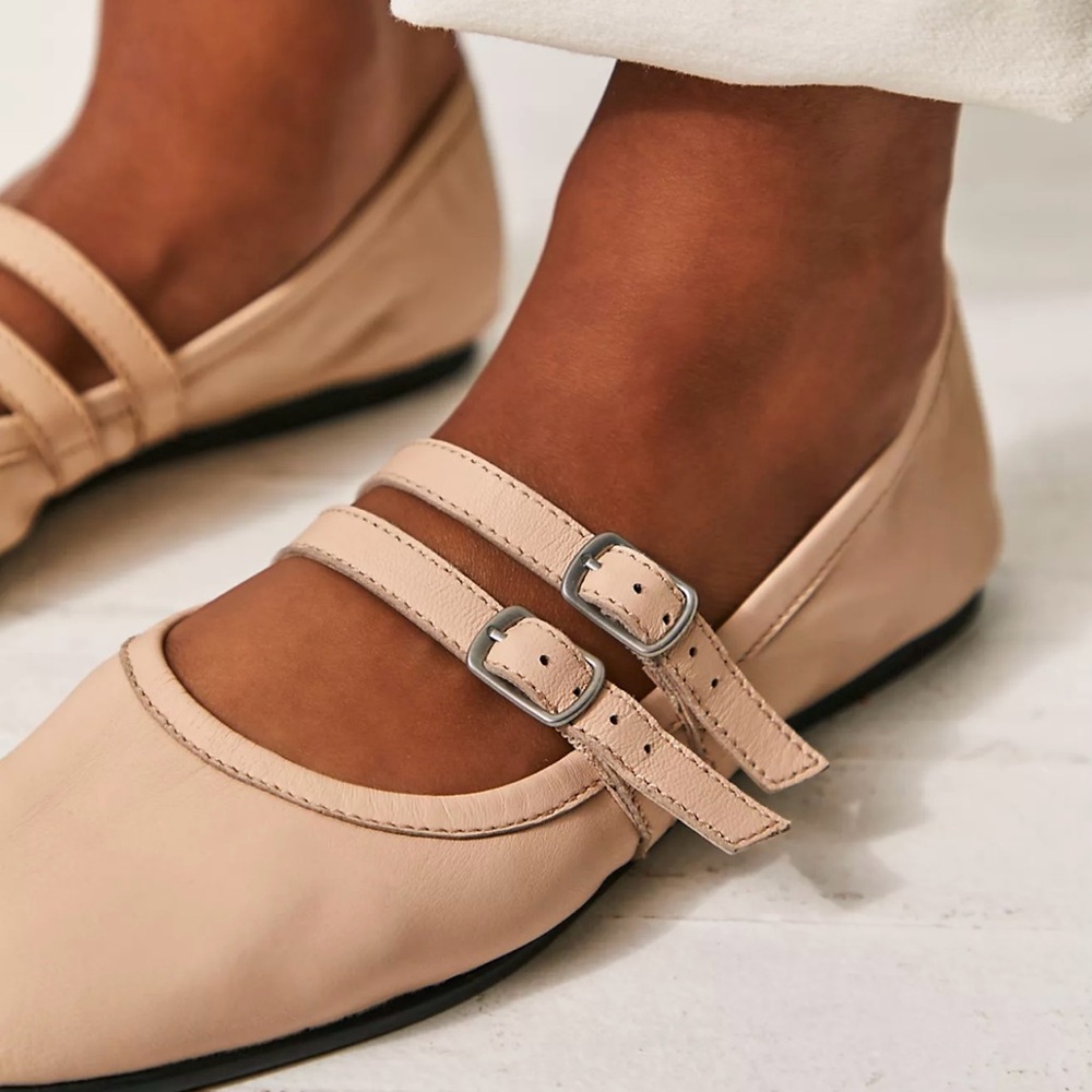 FP Movement by Free People Cream Double Strap Flats